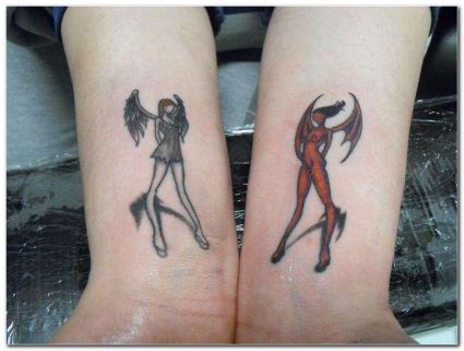 Girl Angel And Devil Tattoos