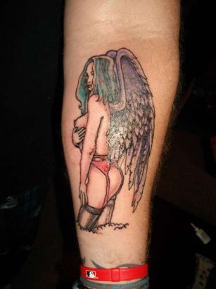 Angel Sexy Girl Image Tats On Leg