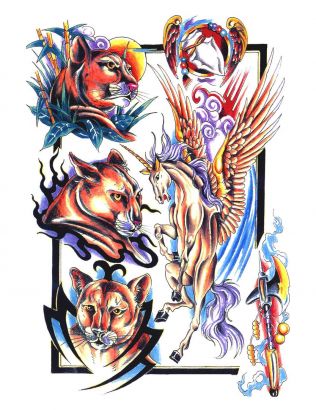 Unicorn And Panther Tattoo