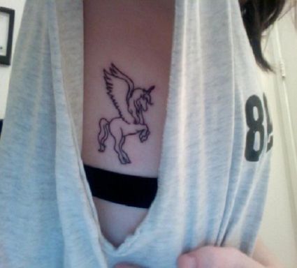 Unicorn Tattoo On Under Armpit