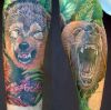 bear head and wolf head tattoo
