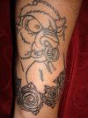 bull tattoo with flower