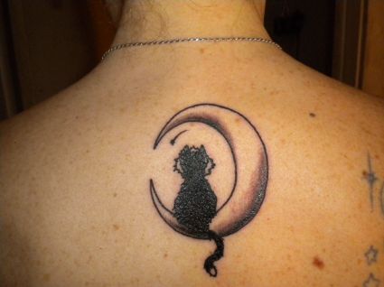 Cat With Moon Tattoo