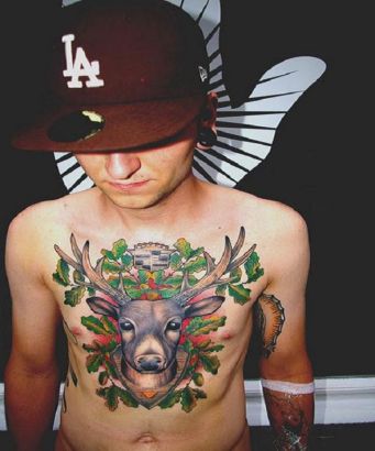 Deer And Leaf Tattoos