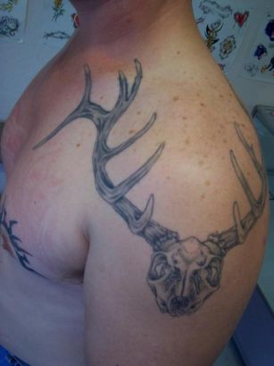 Deer Skull Tattoo On Right Arm