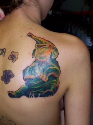 Elephant And Hibiscus Tattoo