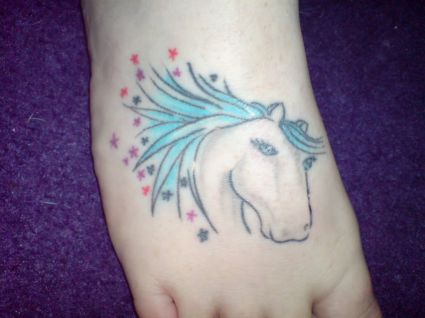 Horse Head Tattoo On Feet