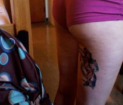 Horse Tattoo On Thigh Of Girl