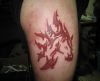 tribal horse tattoo on thigh