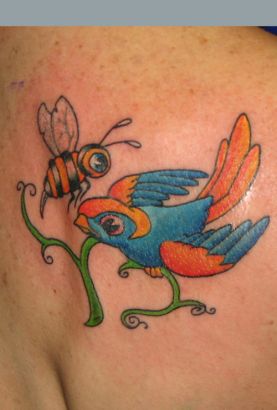 Bee And Bird Tattoo