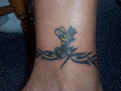 Bee Tattoo With Ankle Bank