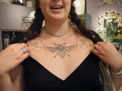 Bee Tattoo On Chest