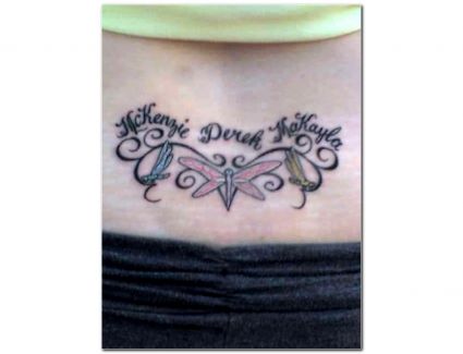 Dragonfly With Text Tattoo