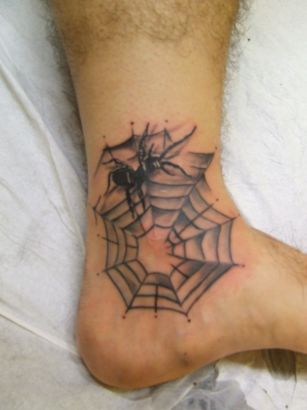 Spider Tattoo Design On Man Ankle