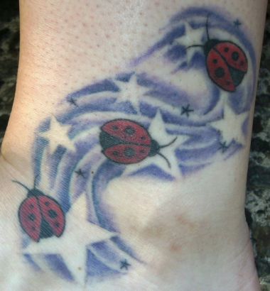 Ladybug And Star Tattoo