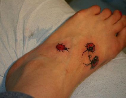 Ladybug Pic Tattoos On Feet