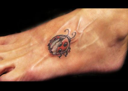 Ladybug Tattoos On Feet
