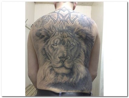 Large Lion Tattoo On Back