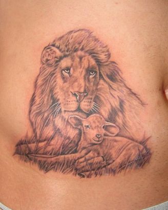 Lion And Kid Tattoo