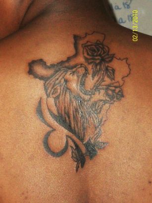 Lion And Roses Tattoo On Back