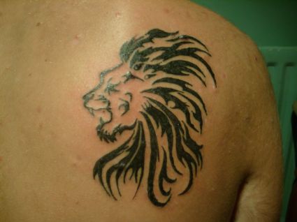 Tribal Lion Head Tattoo For Back
