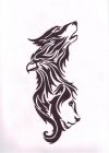 wolf and lion head tattoo