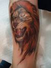 lion head images tattoo on arm