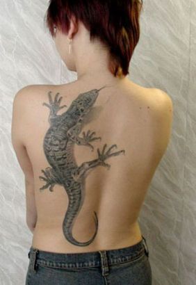 Lizard Girl's Back Tattoo