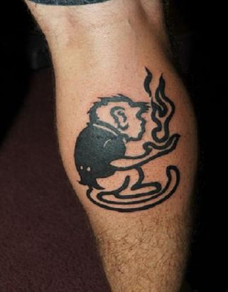 Monkey Tattoo Pic On Calf