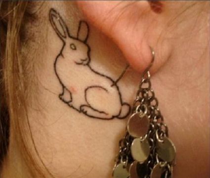 Rabbit Tattoo On Back Of Ear
