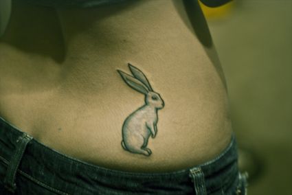 Rabbit Tattoo On Upper Hip