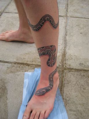 Snake Tattoo On Leg