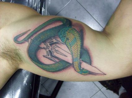 Snake With Dagger Tat