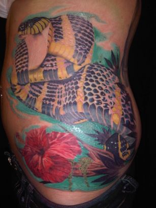 Snake With Flower Tat