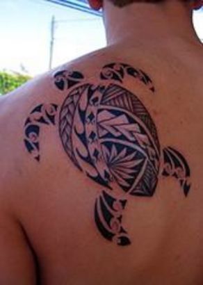 Tribal Turtle Tattoo On Back