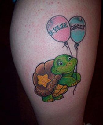 Turtle With Balloon Tattoo