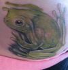 frog tattoo on women's back