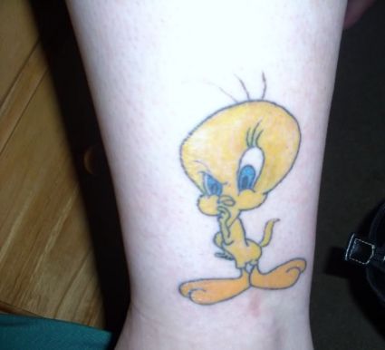 Tweety Bird Tattoo On Leg