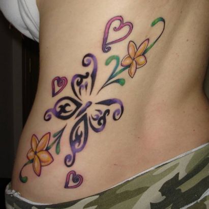Butterfly Pics Tattoos On Side Back