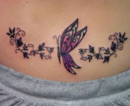 Lower Back Butterfly Image Tattoo