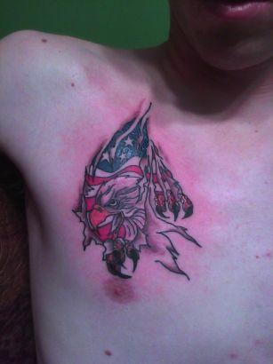 Eagle Head And Flag Tattoo