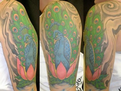 Peacock And Lotus Tattoos