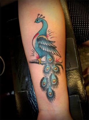 Peacock Image Tattoo On Arm