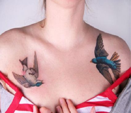 Amanda Wacthob Birds Tattoo On Chest