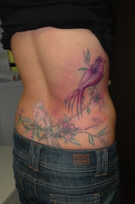 Bird Sit On Branch Back Tattoo