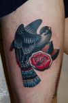 Bird tattoo on thigh