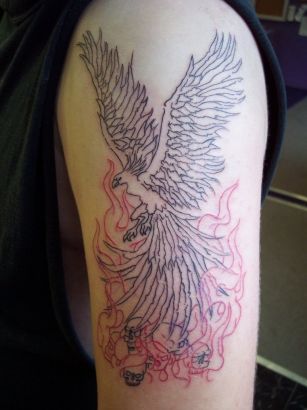 Phoenix Pic Tattoo On Left Arm