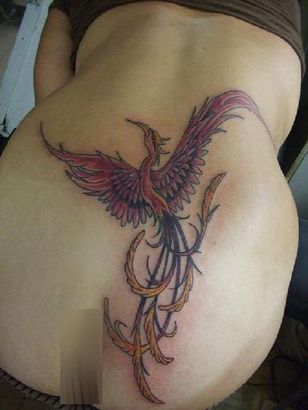 Phoenix Pic Tattoo On Lower Back