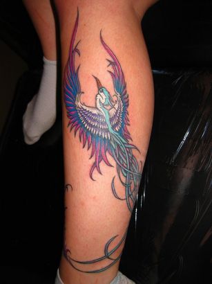 Phoenix Pics Tattoo On Leg