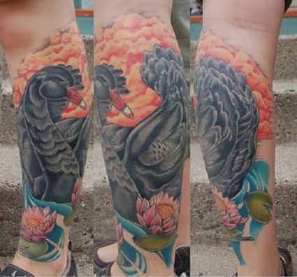 Swan Tattoo On Legs